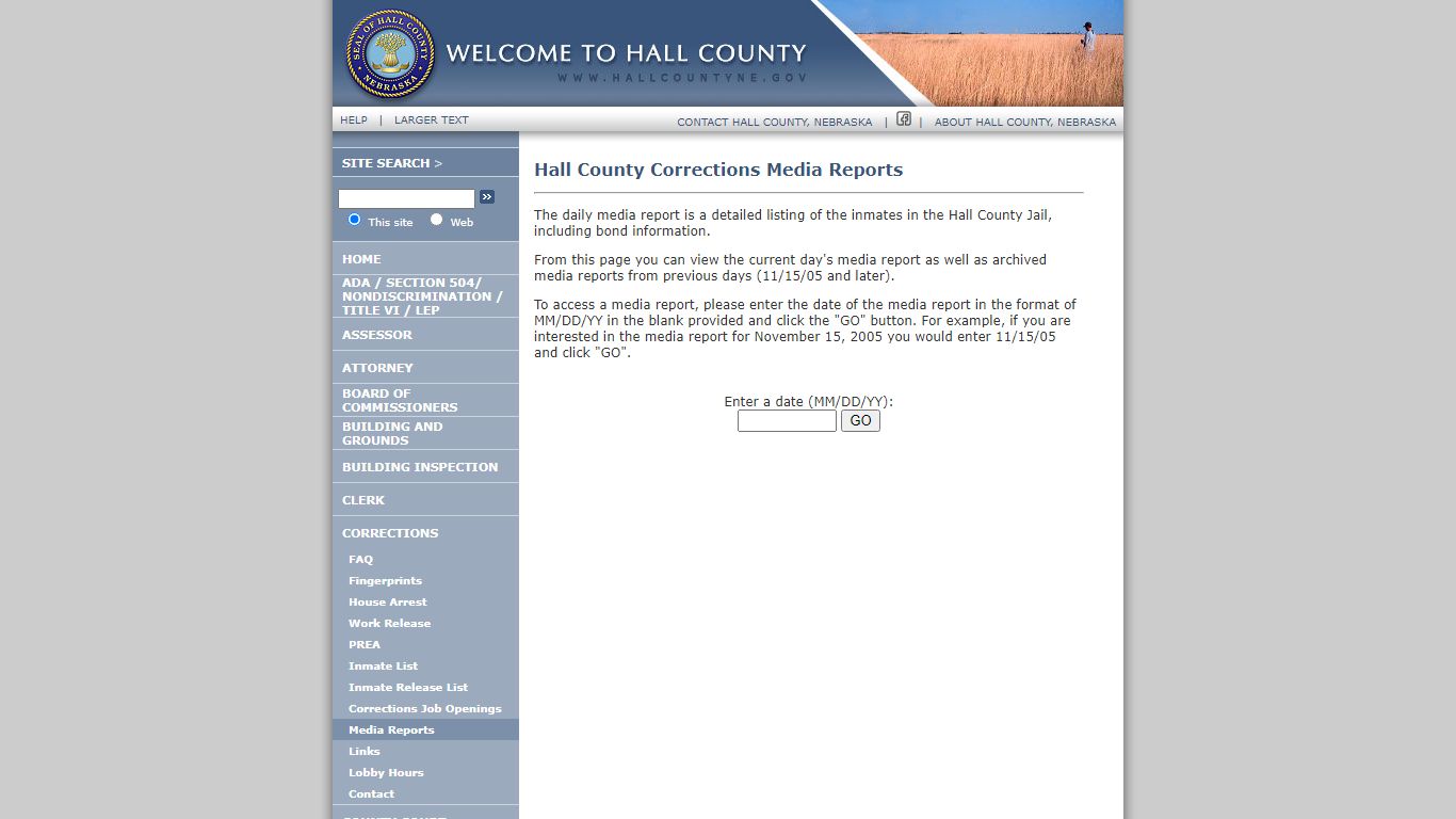 Hall County Corrections Media Reports - Hall County, Nebraska